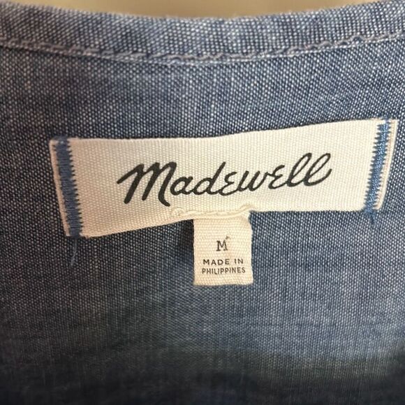 MADEWELL Chambray Ruffled Blouse NWOT - Picture 6 of 7